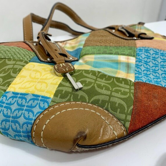 FOSSIL Key Multi-Color Argyle Patchwork Leather C… - image 4