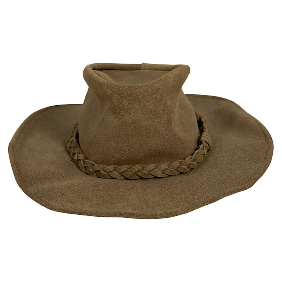Western Cowboy Brown Leather Braided Hat Made In The USA Men main image 2