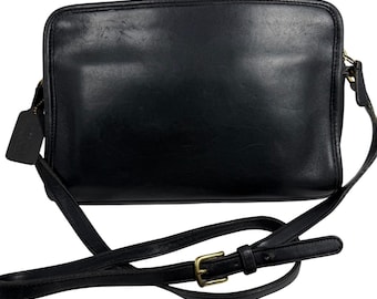 COACH Sutton Black Leather Zip Top Crossbody Bag 9814 Vintage + Hang Tag USA