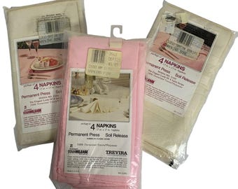 Set of 3 Vintage Trevira Fabric Napkins Four Packs 17"x17" Permanent Stripe