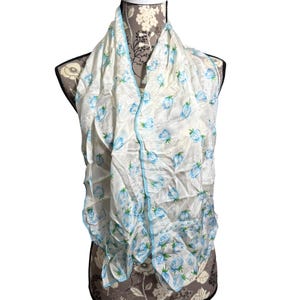 Vintage Diane Von Furstenberg Silk Scarf Sheer Floral Rose Print