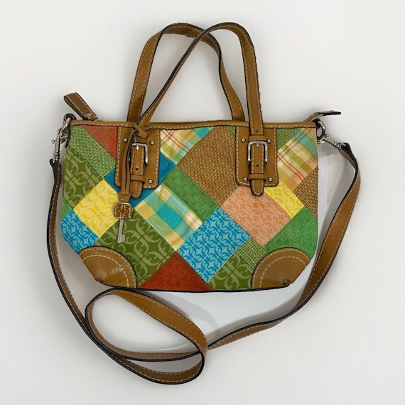 FOSSIL Key Multi-Color Argyle Patchwork Leather C… - image 1