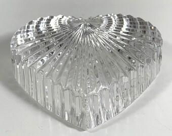 Elegant Waterford Crystal Heart-Shaped Ribbed Paperweight Clear Glass VTG 90s