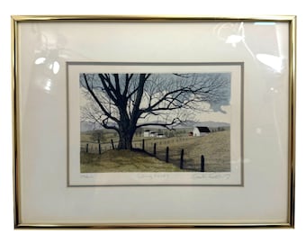Rolling Fields Hand-colored Etching by Carol Collette Signed Framed COA  219/400