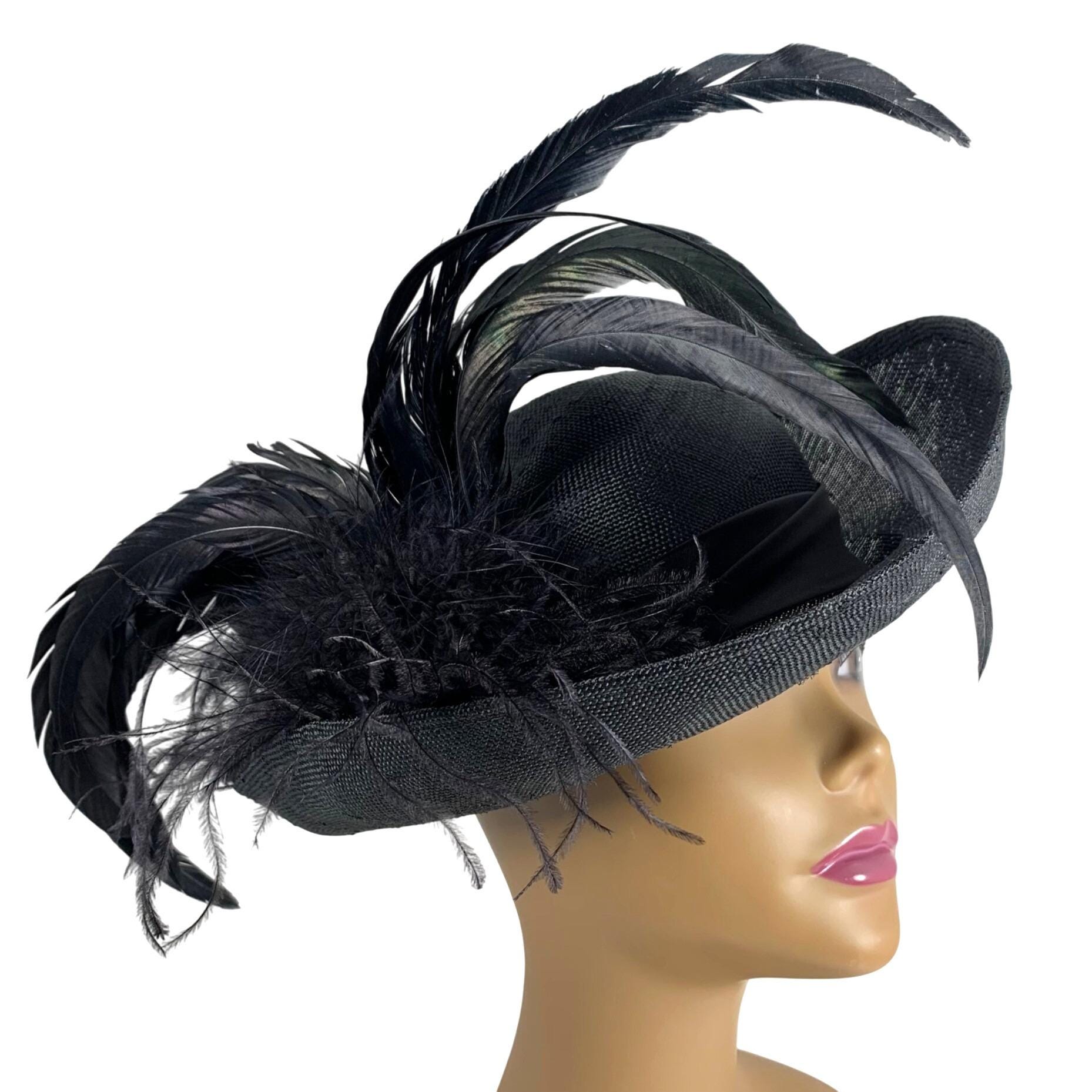 Beautiful Black Dress/Church Hat by Mr. Charles Elegant Black Wedding Hat for Women - Black Church Hat  main image 3
