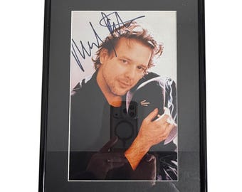 Vintage Young Mickey Rourke Autographed Early Color Framed Photo with COA