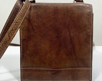 Dual Flap Snap Wallet Purse Crossbody Brown Soft Leather By Lewesian Leathers