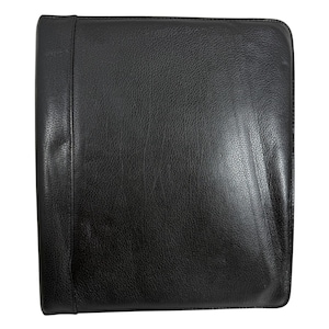 Vintage Franklin Quest Covey Classic Black Leather Large 7 Ring Zip Binder