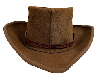 VTG Henschel Skully Western Suede Cowboy Hat Tooled Leather Buckle Band Size M
