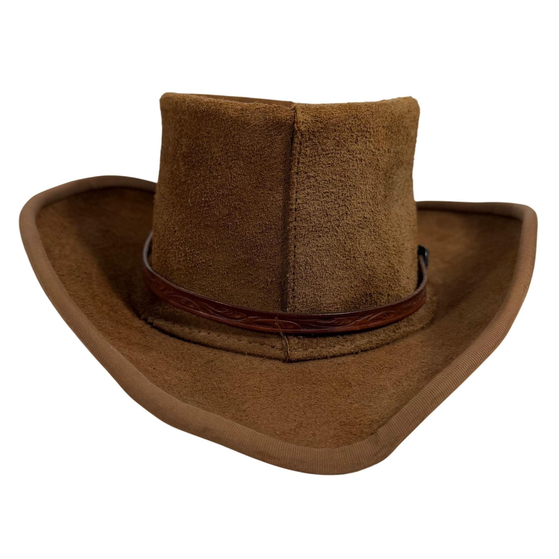 Henschel Leather Outback Hat Brown USA Made Western Cowboy Small 21” EUC Leather Cowboy Outback Henschel Dark Brown Mens Rugged Hat  main image 2