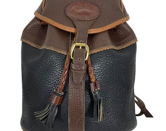 VTG 90s Dooney Bourke All-Weather Leather Teton Tassel Mini Backpack USA + Charm