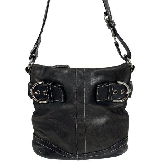 Y2K COACH 1452 Soho Black Leather Convertible Buckle Crossbody