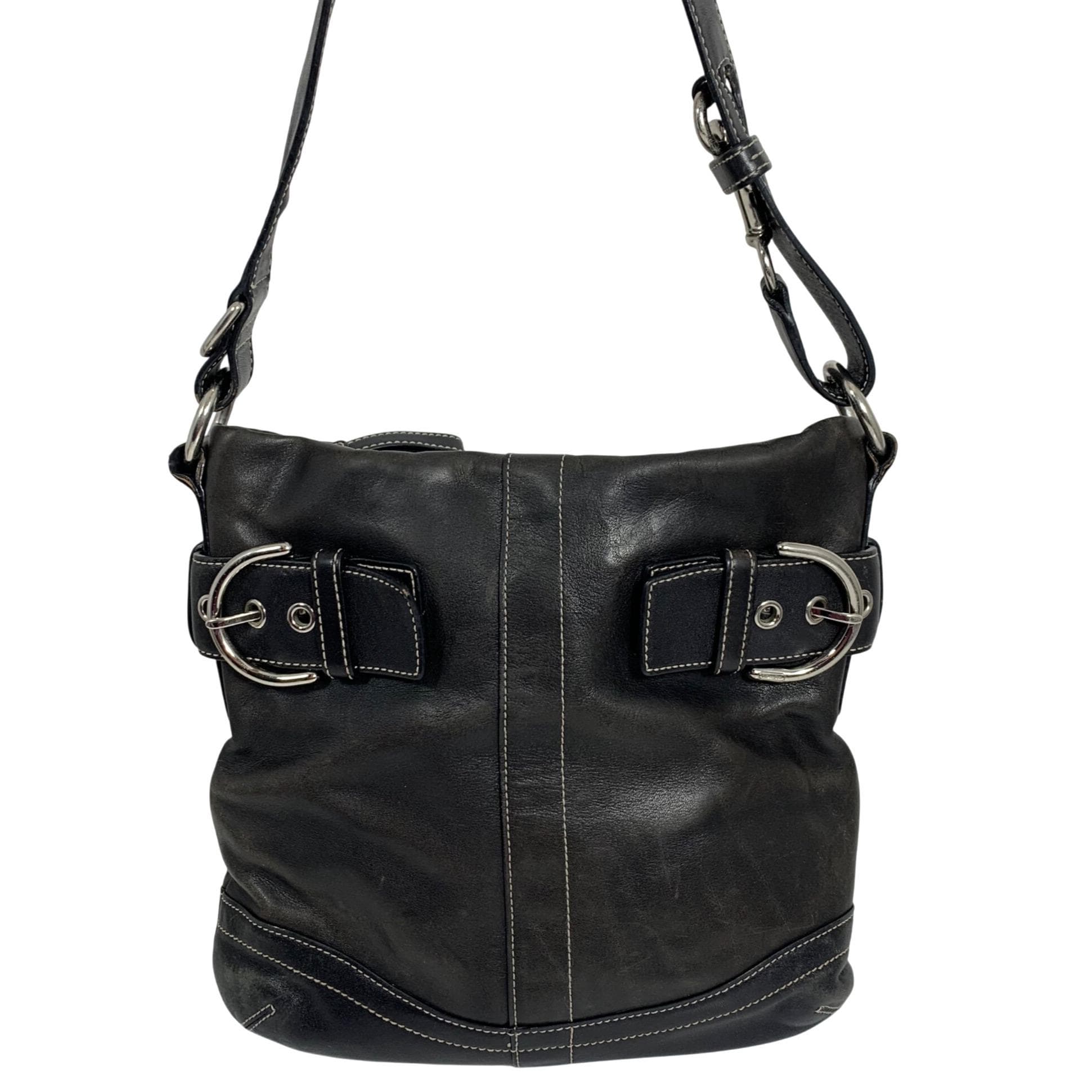 Y2K COACH 1452 Soho Black Leather Convertible Buckle Crossbody