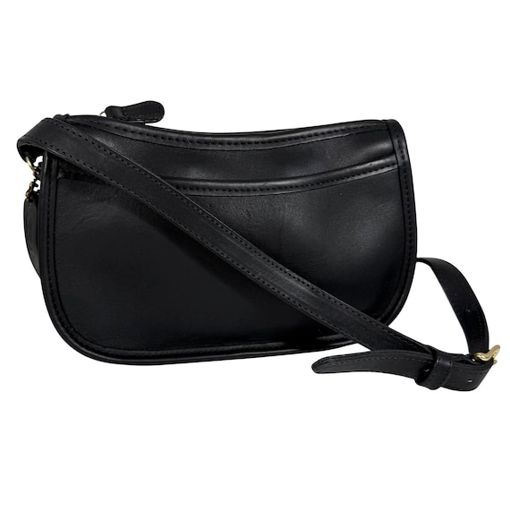 Vintage COACH Black Leather Wendie Swinger Crossbody Purse Bag