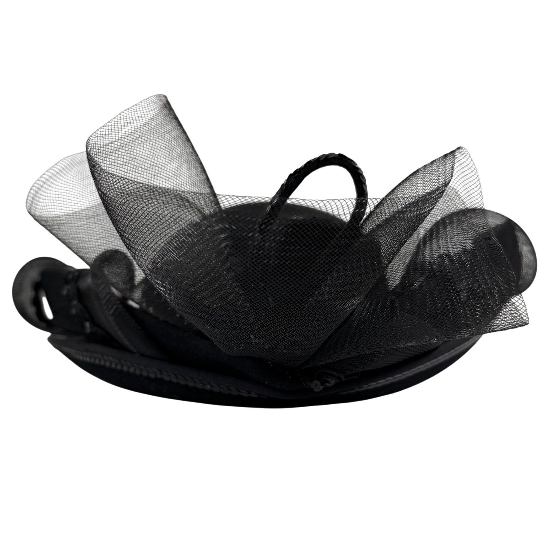 Deborah Black Women’s Vintage Hat With Sheer Bow & Lace Embellishments Vintage Deborah New York Hat – Dovetail main image 3