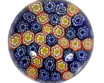 VTG Hand-crafted By Silvestri Millefiori Art Glass Paperweight FLAW 3" Diameter