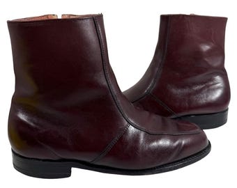 EXECUTIVE IMPERIALS Vintage Burgundy Leather Side Zip Dress Boots Mens SZ 7 4E