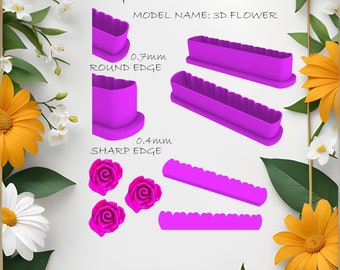 Polymer Clay 3D Flower Cutter | Digital File for 3 Dimension Flower | STL file for 3D Printing | Model Name:3 Dimension Flower Making Cutter