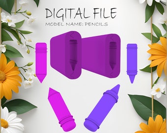 Polymer Clay PENCIL Shape Bead Roller | Digital File for Bead Roller | STL file for 3D Printing | Model Name: PENCILS