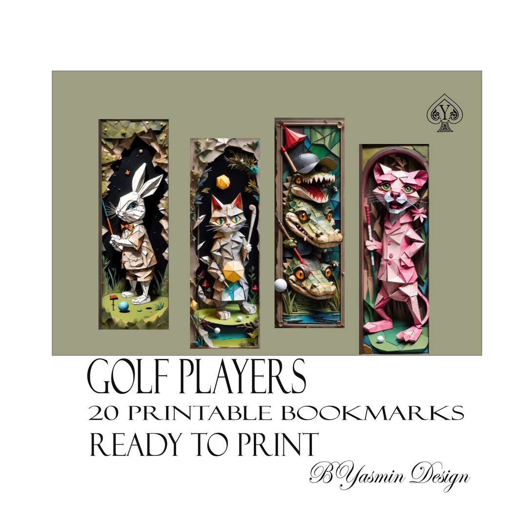 20 Golf Players Printable Bookmarks Digital Download PDF - Etsy