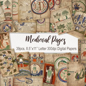 Liber Floridus Medieval Encyclopedia Pages Papers. DOWNLOAD DIGITALE. Illustrazione vintage per uso commerciale. Diario spazzatura dell'album. Confezione da 39