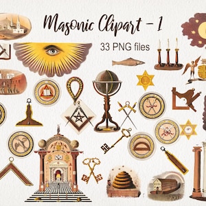 Masonic Freemason Esoterik Clipart. Digitaler Download. Antike Illustrationen. Scrapbooking Junk Journal Ephemera. 33 PNG