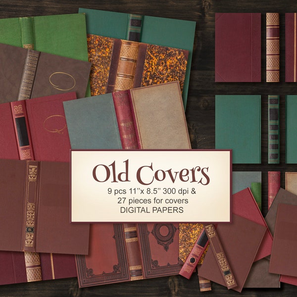 Old Book Covers, Matching Spines. Printable Digital Vintage Antique Books Covers. Bookbinding, Junk Journal, Bookbinding, Kit, Bundle.