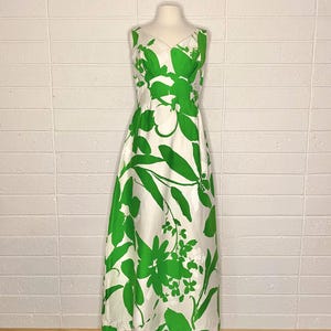 Vintage Green Floral Maxi Dress - Size 6/8