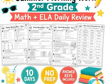 Pacote de Revisão de Matemática e Língua Inglesa para o 2º Ano - Verão - PDF Imprimível Sem Preparação