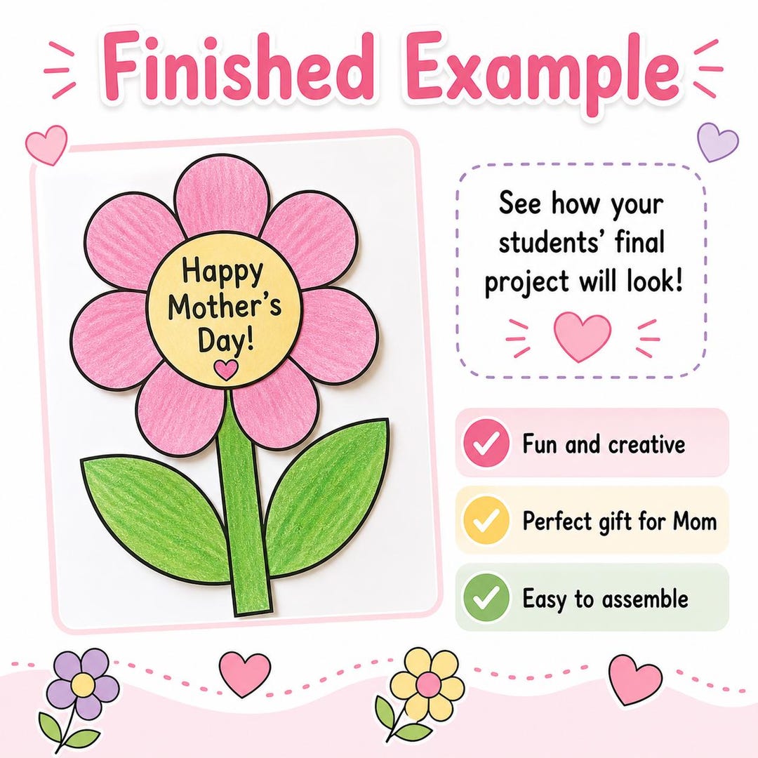 Mother's Day Flower Craft for Kids | Printable Writing Activity ...