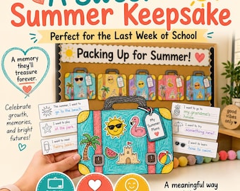 Artesanato de mala de verão, atividade de escrita de fim de ano, imprimível para alunos do jardim de infância ao 2º ano (download digital)