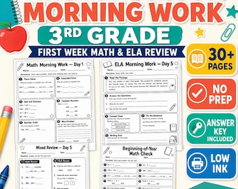 Folhas de exercícios de revisão de matemática e língua inglesa para o 3º ano (download digital)