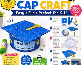 Kit para fazer chapéu de formatura para o jardim de infância (1º e 1º ano) - PDF para imprimir