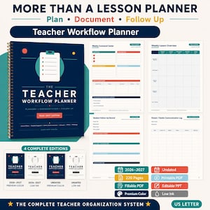 Teacher Planner 2026–2027 and Undated | Printable Fillable PDF, Editable PowerPoint Binder