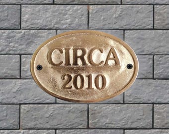 Personalized Brass Circa sign -Vintage style Door sign - House warming gifts -  Established plaques Door signs - Office signs