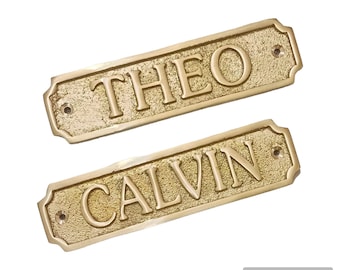 Custom Cast Brass door signs & plaques - Any language plaques - Customized size plaques - Custom name signs - Brass gold finish sign