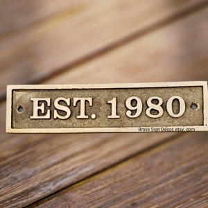 Custom brass sign- Custom date sign - Custom size plaques - Est sign- Gold finish wall and door sign- Home or garden decor sign