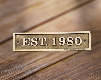 Custom Brass Sign: Gold Finish, Personalized Date Plaque