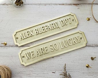 Letrero de latón personalizado / Placa de metal grabada personalizada, nombre de empresa, placa con número de casa