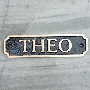 Personalized signs and plaques - Custom name 3D cast brass sign - custom tags  - unique gift plaques, black background sign