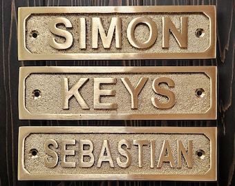 Custom Brass Name Plaque: Gold Finish Personalized Door Sign