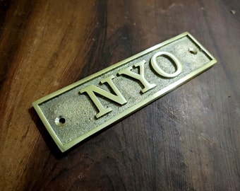 Custom Cast Brass Door Sign: Gold Finish, Any Language