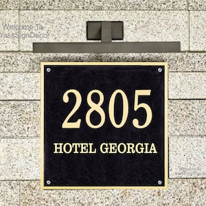 Cast Brass custom door signs & plaques - Custom language plaques - Custom name signs - Brass Plate - brass gold finish with black background