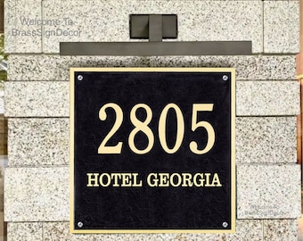 Cast Brass Custom Door Sign: Gold Finish, Black Background