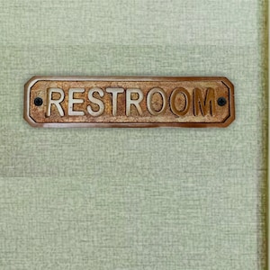 Placas y letreros de puerta de latón personalizados - Placas personalizadas - Placa de tamaño personalizado - Letreros de baño -Placas de pared antiguas de bronce