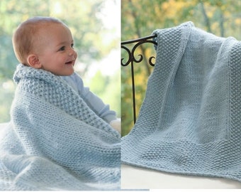 Hand-Knit Chunky Wool Baby Blanket in Your Choice of Colors