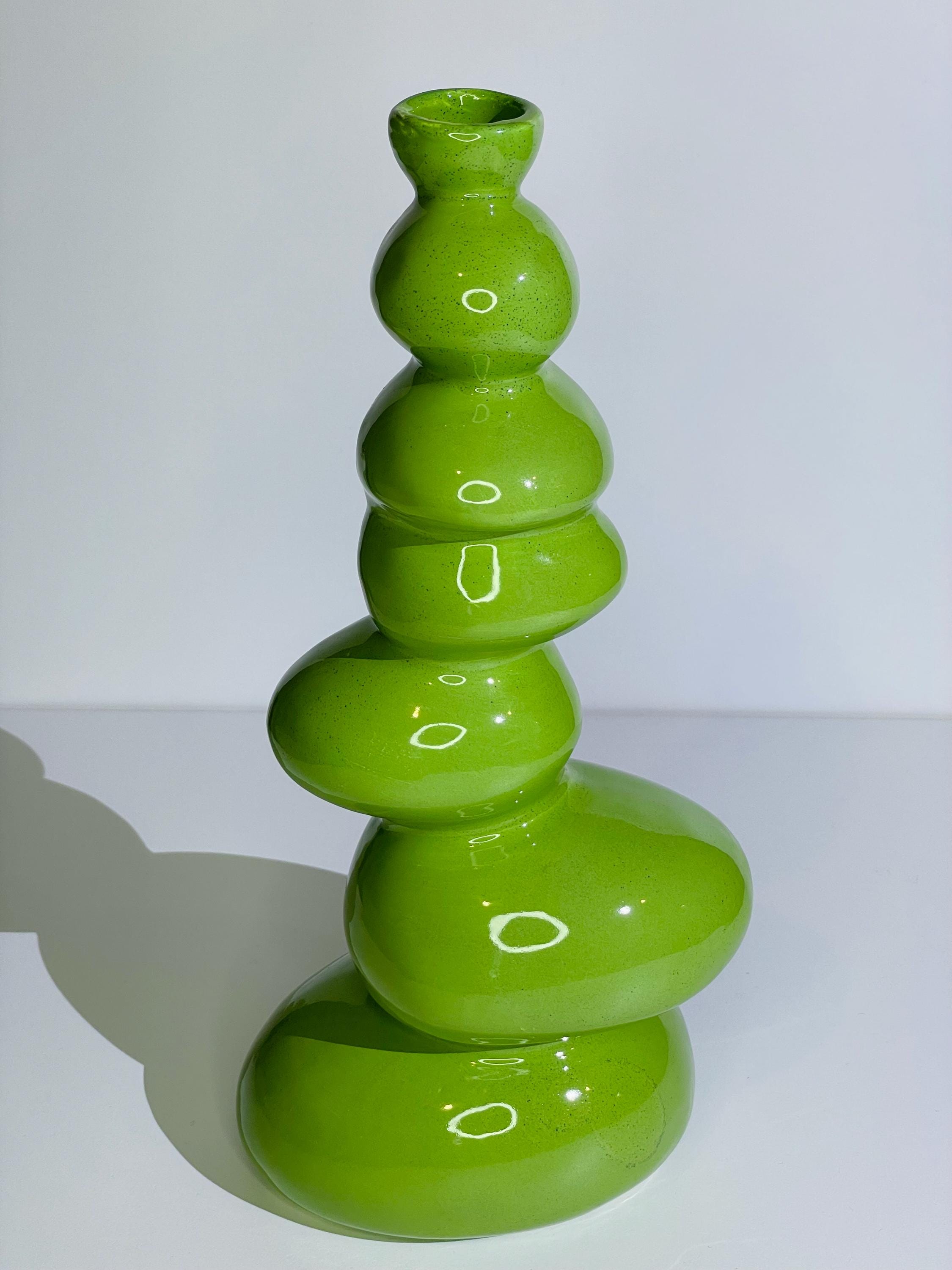 Vase En Terre Cuite Vert Avec Anse - Déco Antique Pour Plantes Et Fleurs - Occasion