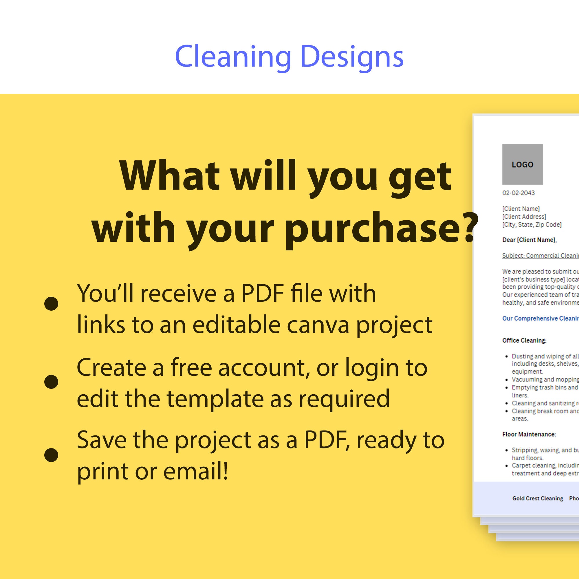 Commercial Cleaning Proposal Cleaning Proposal Commercial Etsy