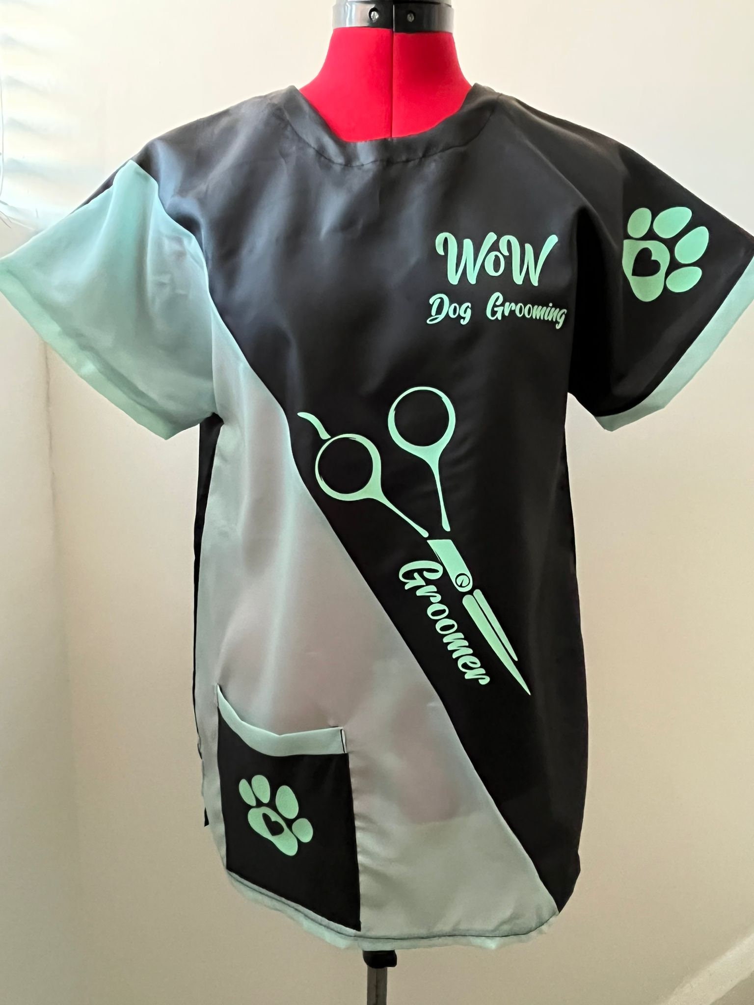 Dog Groomers Hair Resistant Top Personalised,split Colour Etsy UK