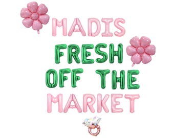She's Fresh Off the Market Bachelorette Balloon Kit: Custom Letter Balloon Garland Party Decorations